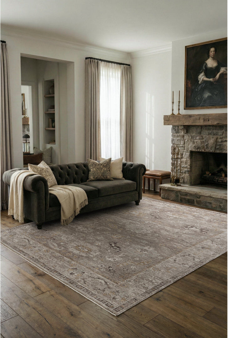 Latitude Vive Chavonda Persian Vintage Taupe Area Rug Beige Rectangle 120 x 160 cm