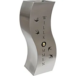 DELUKE Pflanzsäule OLIVER Geschwungen Silber Edelstahl Pflanzkübel hoch Blumenkübel Pflanzkasten