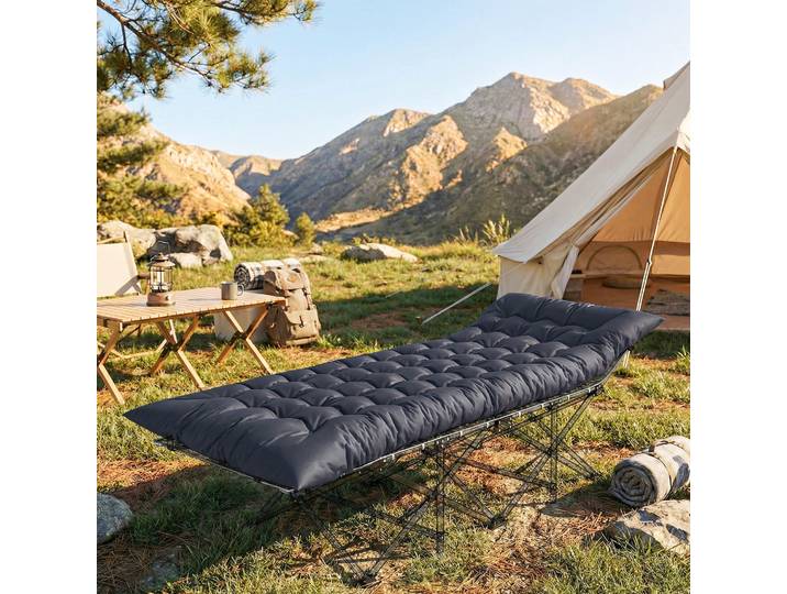 Outsunny Tapis Camping Pliable Portable Gris Foncé Antidérapant