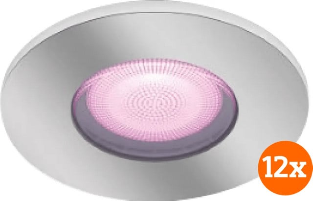 Philips Hue Xamento badkamer inbouwspot White and Color - Chroom - Rond - 12-pack