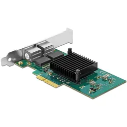 Delock PCI Express x4 Karte 2 x RJ45 Gigabit LAN i82576 (Ethernet, RJ45), Netzwerkkarte, Mehrfarbig, Silber, Schwarz, Grün