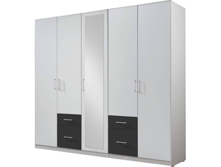 Kleiderschrank WIMEX Freiburg , weiß (weiß, graphit), B:225cm H:210cm T:58cm, Schränke, Kleiderschrank Drehtürenschrank
