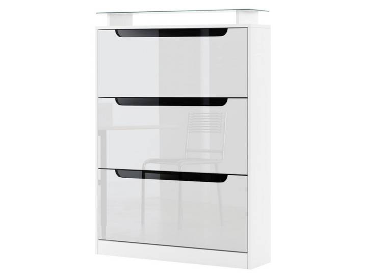 SCHUHSCHRANK Space Weiß Hochglanz / Schwarz Hochglanz