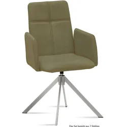 ARMLEHNSTUHL drehbar (2er-Set) Drinka 52x92x60 Edelstahl/Olivgrün