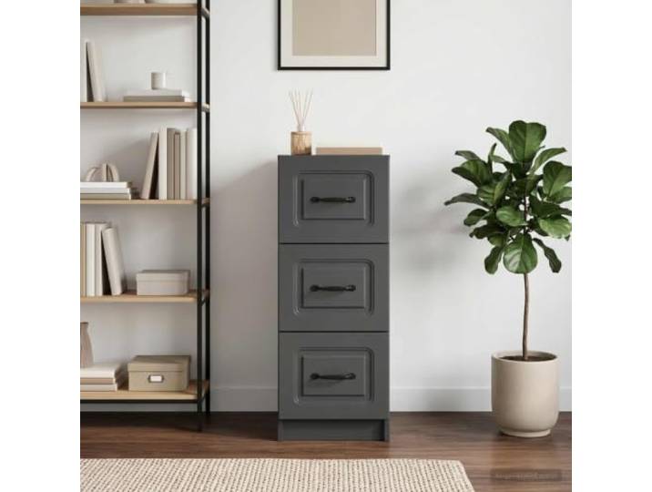 GPWERSDF Schubladenschrank Schwarz 33 x 34,5 x 87 cm Holzwerkstoff Stabiler Holzwerkstoff, mehrere Schubladen, ergonomische Grifföffnungen, rechteckiges Design, pflegeleichte Oberfläche