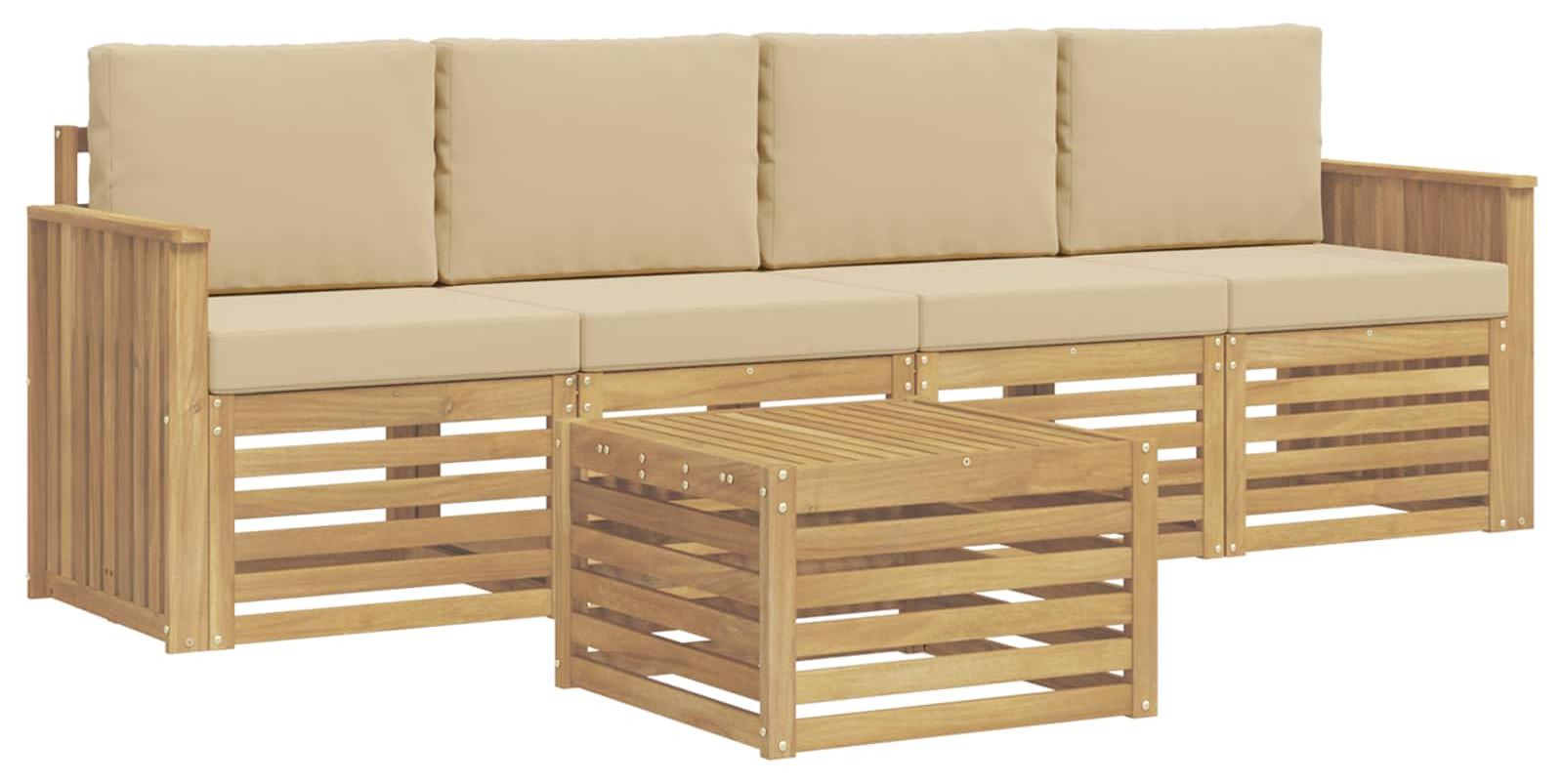 Garnitur aus 5 Gartenmöbeln, bestehend aus Sofas, in Beige und aus Polyester