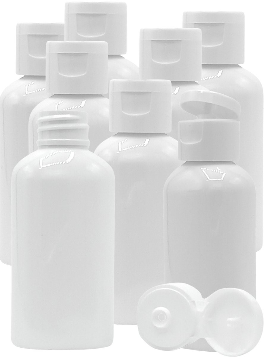 Berivita Set van 50 Navulbare Lege Plastic Flessen met Klepdop, 50 ml
