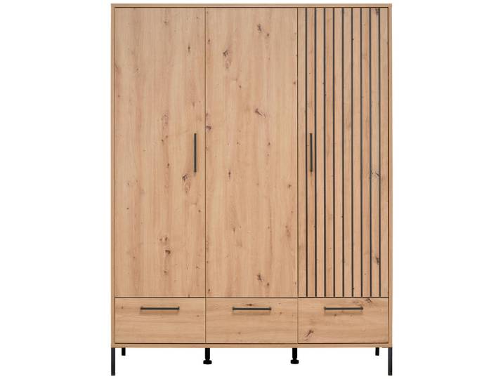 Jimmylee Babykleiderschrank Line, Eiche Artisan, 4 Fächer, 3 Schublade(n) Schubladen, 148x195x51 cm, DIN EN ISO 9001, Beimöbel erhältlich, individuell planbar, Babymöbel, Babykleiderschrank