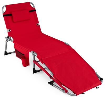 Costway Tanning Chair with Face Arm Holes Portable Sunbathing Chair-Red