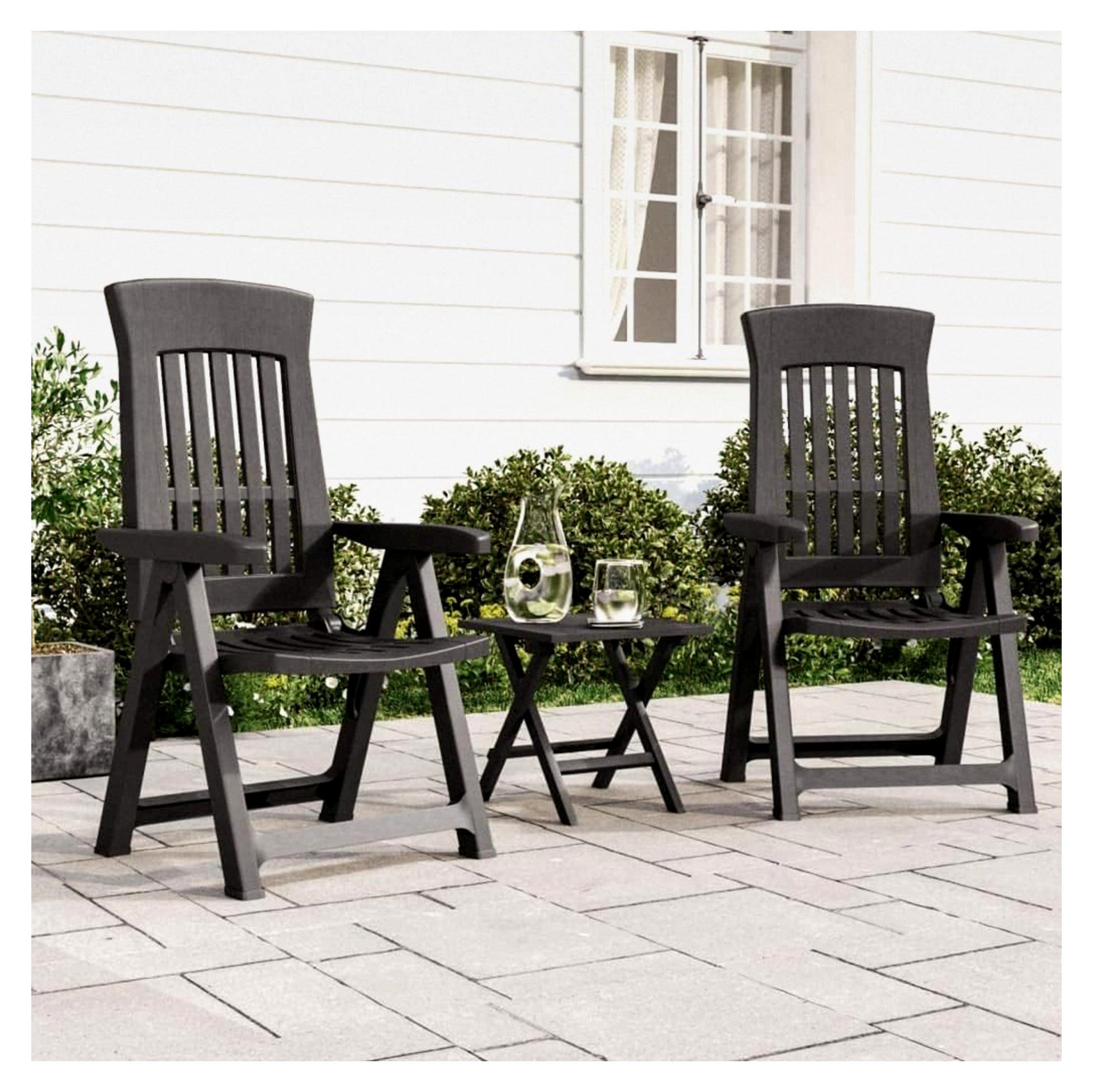 Gartenstühle 2 STK. Verstellbar Anthrazit PP