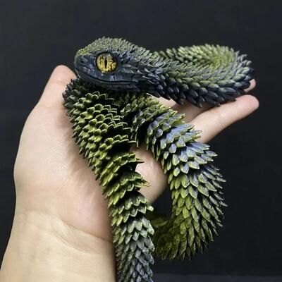 Useful Little Things 3D Printed Articulated Snake Egg Toy black Snake(no Egg)