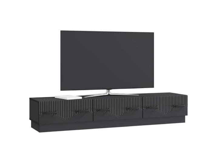GKHPYURE TV-Schrank Schwarz 147 x 34,5 x 27 cm Holz technisch 3 Schubladen, großer Raum, Kabelmanagement, robuste Konstruktion, Montage erforderlich
