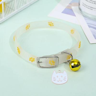 Inspired Living GlowPaw Adjustable Luminous Cat Collar With Bell & Footprint Charm yellow