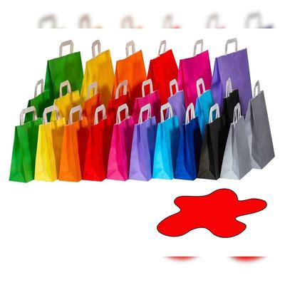 VEPATIM 250 Papiertragetaschen Papiertaschen Flachhenkel 22x10x28cm rot 70gr.