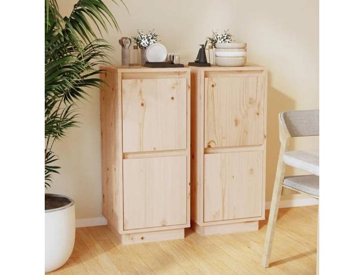 Lot de 2 Buffet-Meuble de rangements 2 pcs 31 5x34x75 cm Bois massif de pin 711222