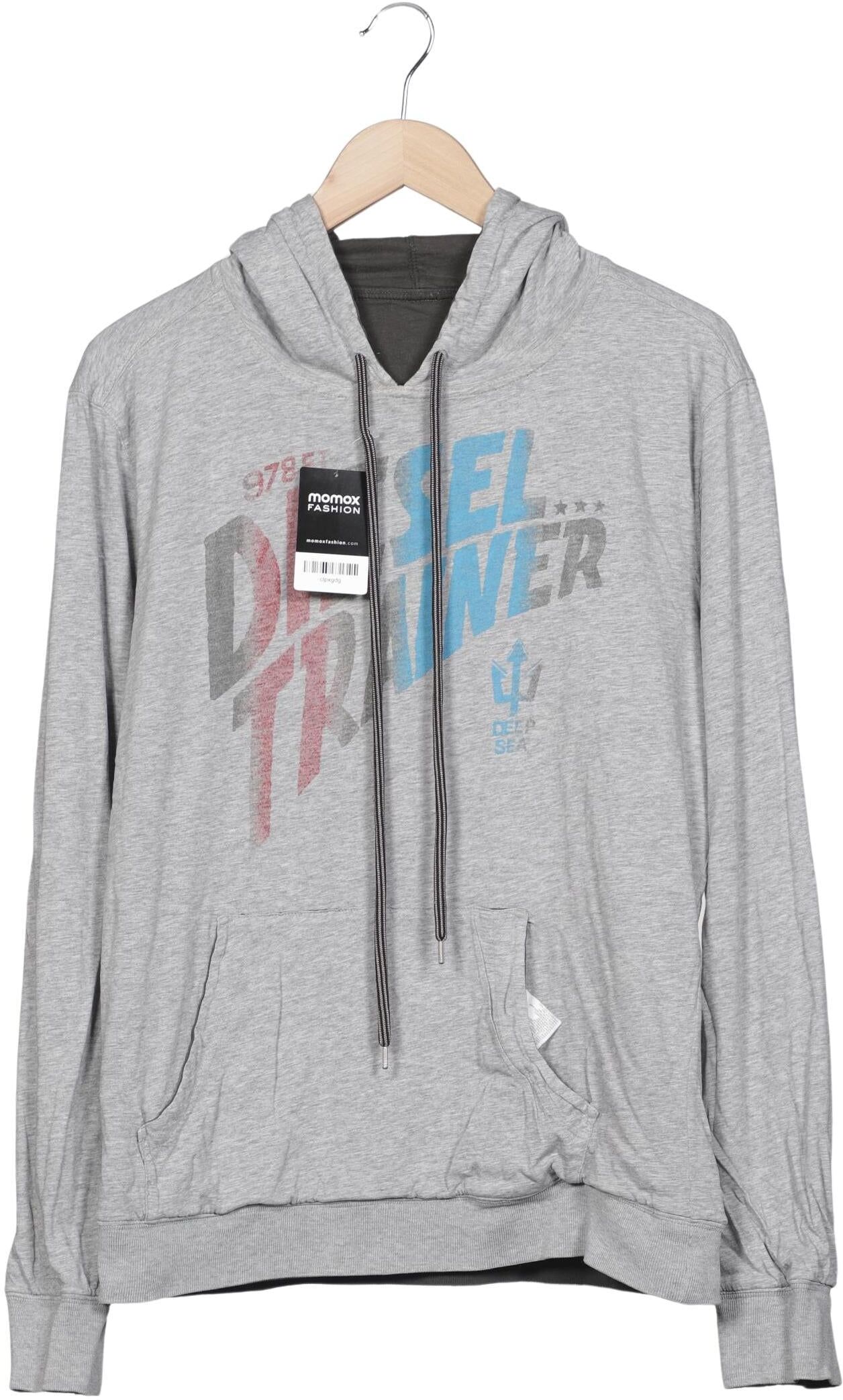 Diesel Herren Kapuzenpullover, Grau, Gr. XL, Baumwolle - Second Hand