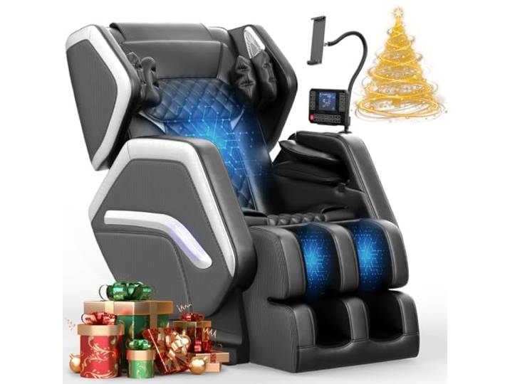 NAGLIFOR Massagesessel, Ganzkörper-Massagestuhl mit 14 Rollen, 8 Airbags Massage, Heizfunktion, Fußmassage, Bluetooth-Lautsprecher, Touch-Fernbedienung