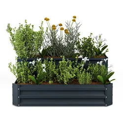 Blumfeldt High Grow Hochbeet | 2 Ebenen | wetterfest | rostfrei | robust | 405 LAnthrazit