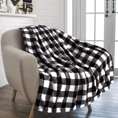 Inspire Curations Black And Red Plaid Flannel Throw Blanket whiteblack 150x200cm
