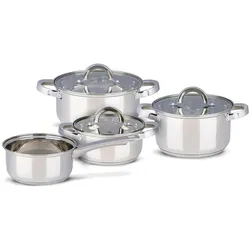 alpina Kochtopfset 7-teilig Edelstahl, Pfannenset + Topfset, Silber