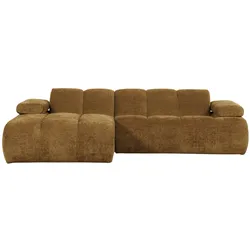 Chaiselongue Mojo aus Flachcord, modern mit verstellbarer Armlehne, honiggelb, links