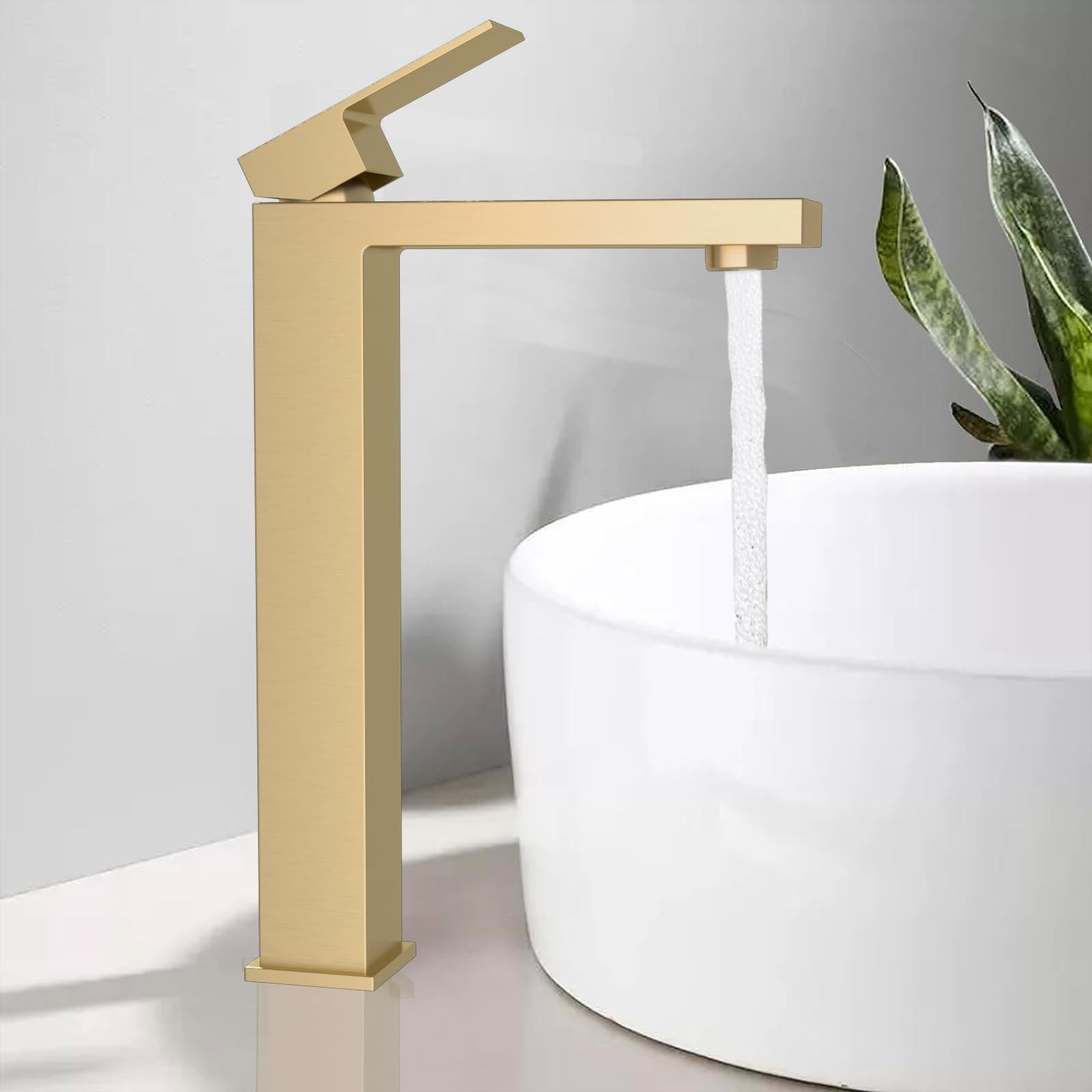 Hoogwaardige wasbakmengkraan voor badkamer, brushed gold