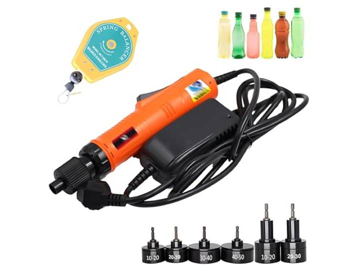 HPMCVE Elektrische Flaschenverschließmaschine, tragbare Maschine zum Verschließen von Flaschenverschlüssen mit 6 Verschließköpfen, Hand-Flaschenverschluss-Verschließer, einstellbare Geschwindigkeit