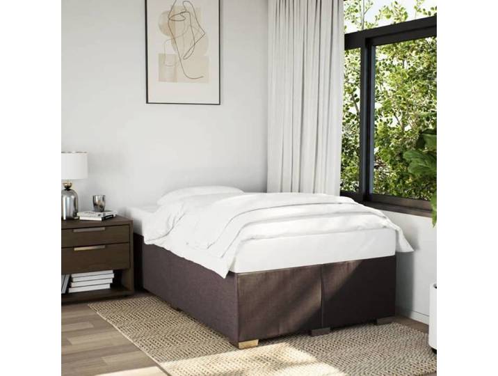 Cadre de lit marron foncé 120x190 cm tissu sommier cadre de lit plateforme cadre de lit rembourré meuble de 3284460