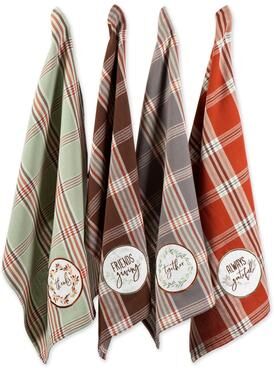 DII Thanksgiving Cozy Picnic, Plaid Dishtowel Set of 4