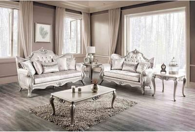 Esofastore Traditional Off White Finish Tufted Back Wing Back Sofa Furniture Set