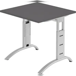 bümö manuell höhenverstellbarer Schreibtisch 80x80 cm in graphit - PC Tisch höhenverstellbar & klein, höhenverstellbarer Tisch Büro, kleiner