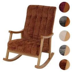 Schaukelstuhl HWC-K10, Relaxsessel, Holz FSC® Stoff/Textil Chenille (465g/m2) ~ terrakotta, Gestell natur