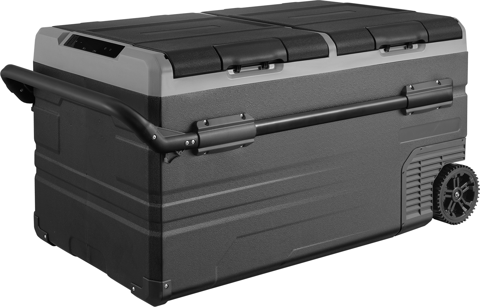SucceBuy Autokühlschrank, 12-Volt-Tragkühlschrank, 115-l-Gefrierschrank mit zwei Zonen und Rädern und Griff, -4-68, 12/24 V DC & 100-240 V AC Kompressorkühler für Outdoor und Camping