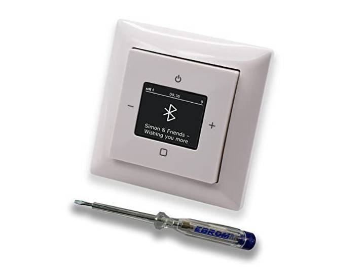 Busch Jäger DAB+ Unterputz Bluetooth (in and out) Radio (8217U-101) Balance SI alpinweiß, Komplett-Set 8217 U – 101, Rahmen und Radioabdeckung inkl. EBROM Phasenprüfer zur Montage des Geräts