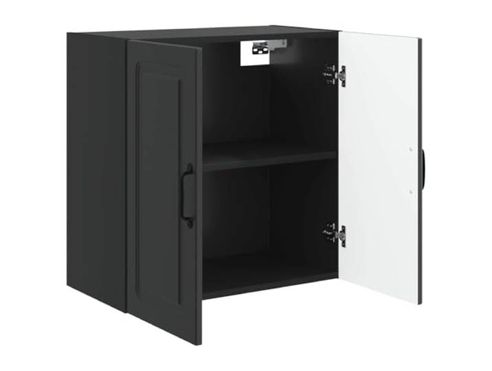 KTHLBRH Wandschrank schwarz 59 x 31 x 60 cm Holztechnik 2 Türen, 1 Einlegeboden, verstellbare Regale, einfache Reinigung, für Zuhause und Büro