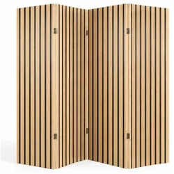 Relaxdays Paravent Holz & Stoff Hellbraun,Schwarz