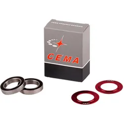 CEMA Ersatz-Lagerkit für CEMA Innenlager, 24mm und GXP inkl. 2x Lager, 2x Cover, Edelstahl, rot