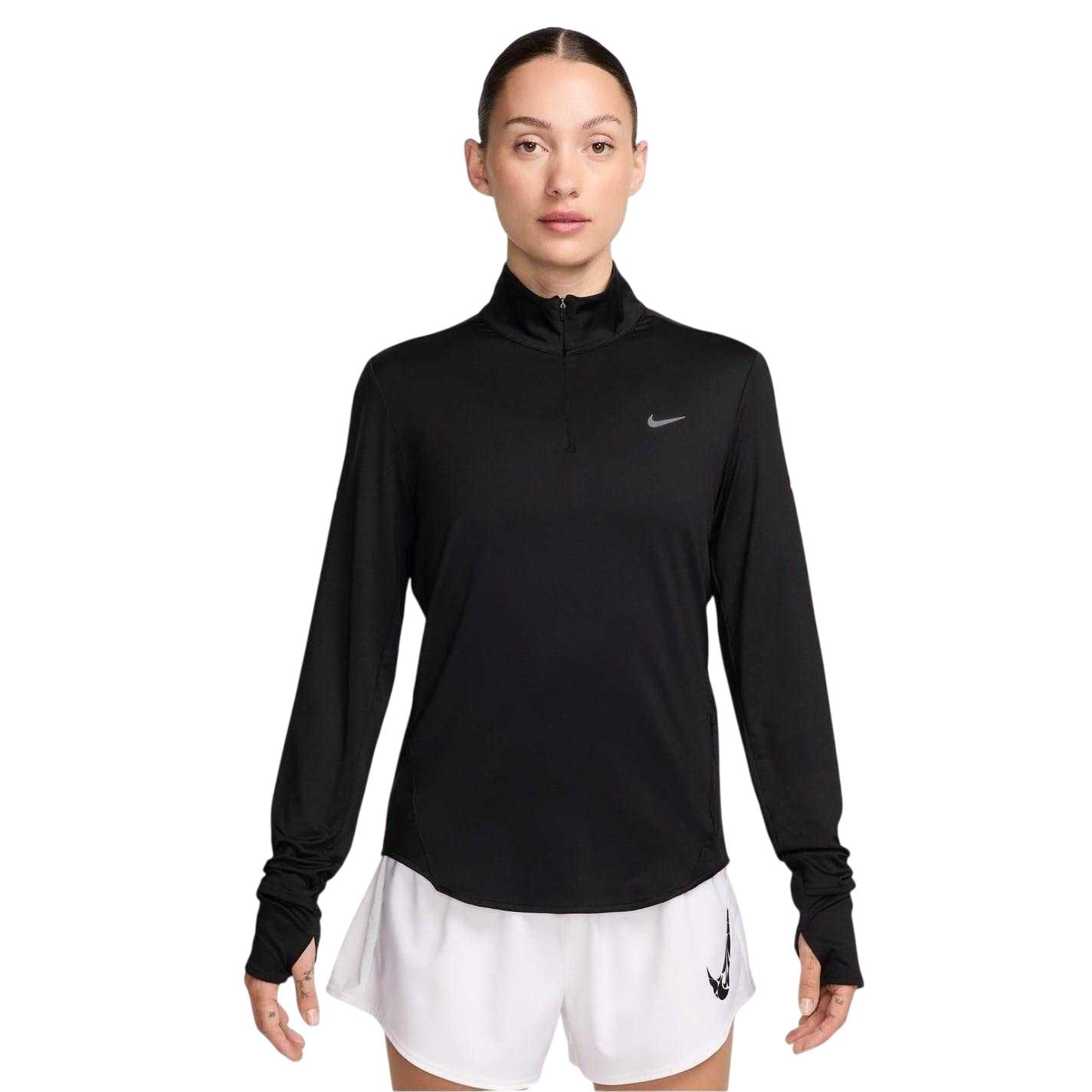 Nike - "Swift" Oberteil für Damen, mit kurzem Reißverschluss, Laufen (Schwarz)