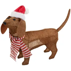 ECD Germany LED Weihnachtsdeko Dackel 60×43 cm, 40 LEDs warmweiß, Batterie & Timer, Indoor