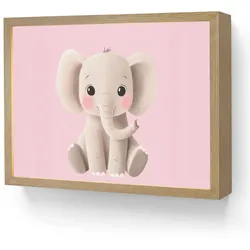 NACHTTISCHLAMPE MIT AKKU Elefant - Baby - Rosa - Cartoon 40x30 cm