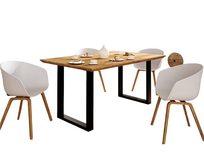 Natur24 Esstisch Swiss Cant Davi Esstisch Wildeiche 160x100 cm Tisch Massiv U-Gestell