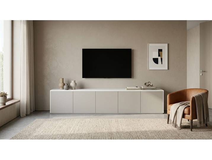 Schlichtes Lowboard von Pickawood MDF Beschichtet MDF Weiß matt