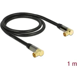 DELOCK Antennenkabel IEC 90° -> IEC 90° St/Bu 1.00m schwarz