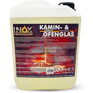 INOX Kaminscheibenreiniger 9012300, flüssig, wirkt selbsttätig und rückstandsfrei, Kanister 5 Liter