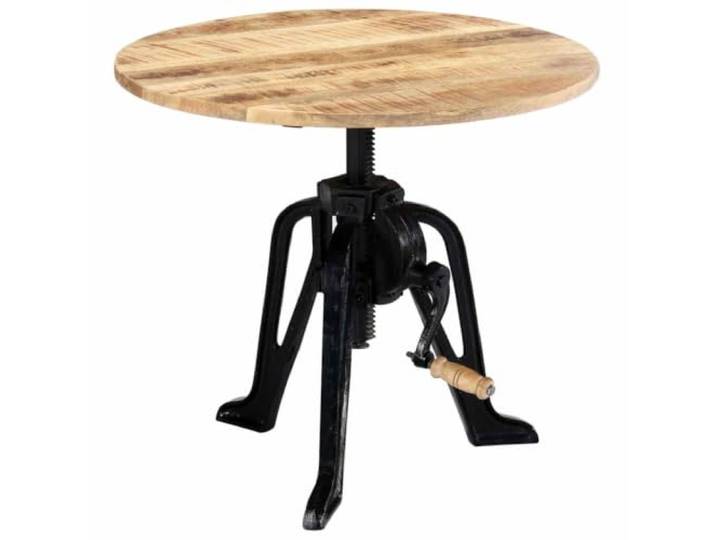 POUFGDR Beistelltisch, 60 x (46 – 63 cm), Mangoholz und Gusseisen Basis aus Gusseisen, höhenverstellbar 46 – 63 cm, Massivholz, industrieller Stil, vielseitig verwendbar