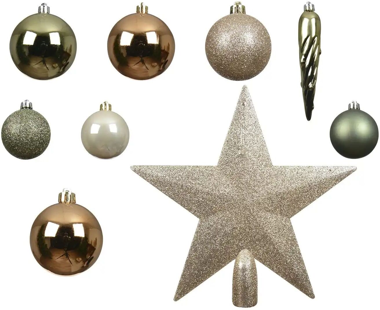 Höffner Weihnachtskugeln  33er Set   ¦ grün ¦ Kunststoff Ø: 8