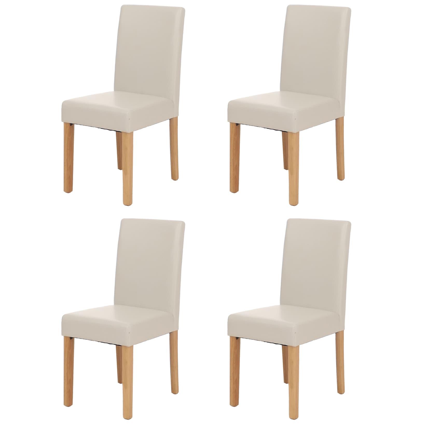 4er-Set Esszimmerstuhl Stuhl Küchenstuhl Littau ~ Leder, weiß helle Beine