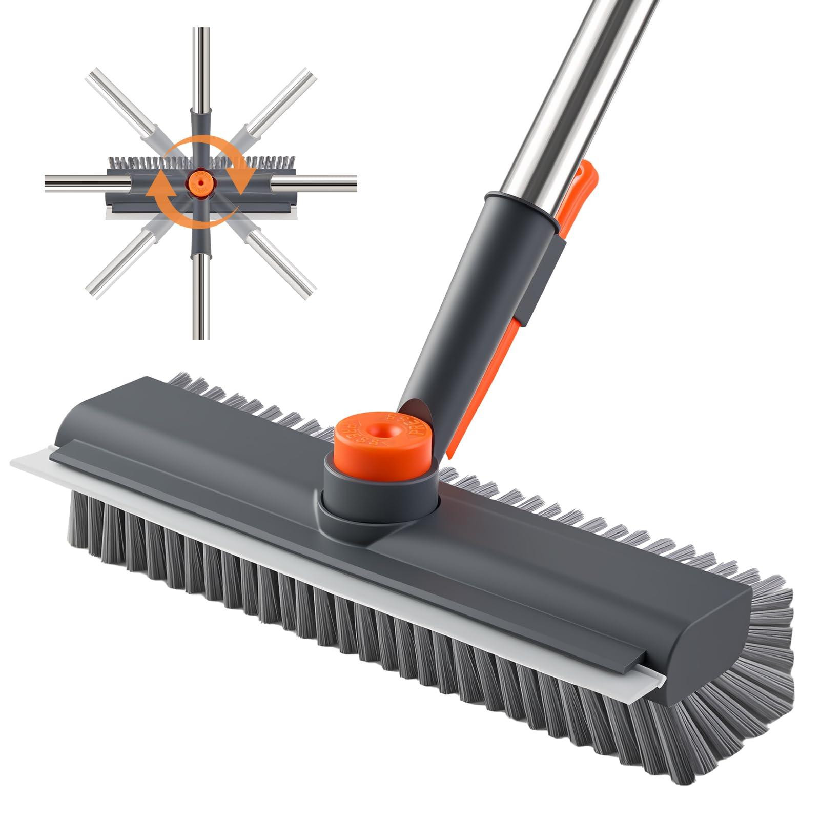 Dripio 3-in-1 vloerborstel met rubberen afveger en borstels aan beide zijden, 122 cm