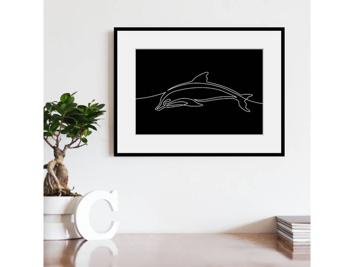 Bild QUEENCE Flipper , schwarz (farbe rahmen: schwarz, farbe bild(er): schwarz), B:40cm H:30cm, Acrylglas, Holz, Papier, Bilder, Bild, HD Premium Poster-Druck inkl. Holzrahmen