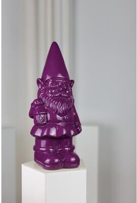 Hi-Line Gift Garden Gnome Statue Holding Lantern-Purple